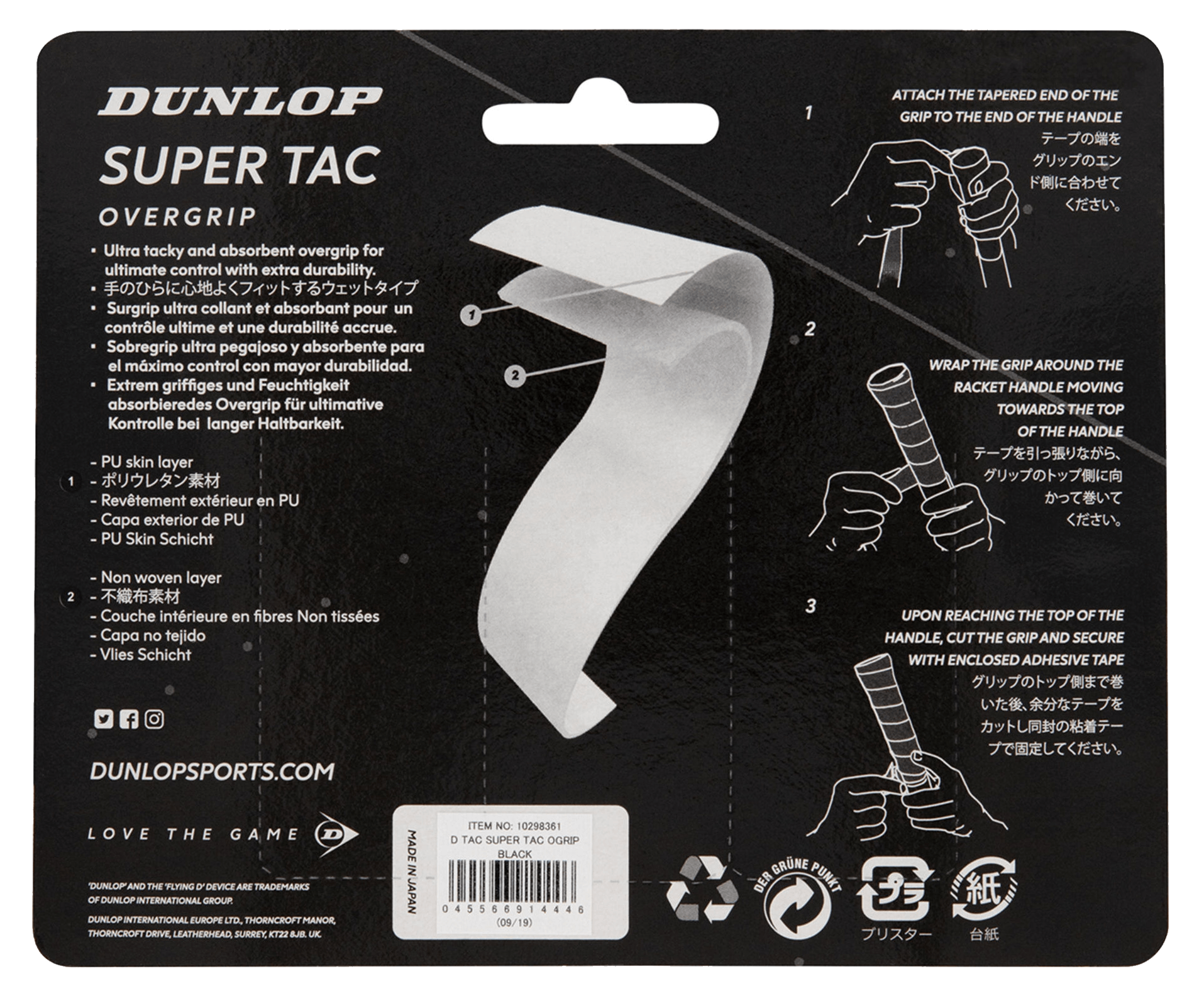 Dunlop Surf Grip Tour Pro – Overgrip Pagaie Haut De Gamme, Adhérence Maximale & Confort Durable